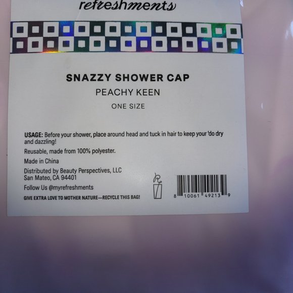 New Refreshments - Snazzy Shower Cap Turban style Bow Peachy Keen - Picture 3 of 4